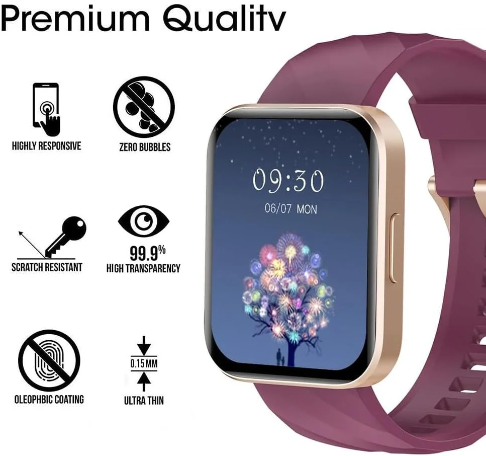 محافظ صفحه نمایش ساعت هوشمند یونیکر سازگار با RUIMEN D1 سایز 1.85 اینچ (بسته 6 عددی)، فیلم محافظ صفحه نمایش ساعت هوشمند GloryFit D1 سایز 1.85 اینچ، پوشش محافظ صفحه نمایش شفاف HD ضد خش