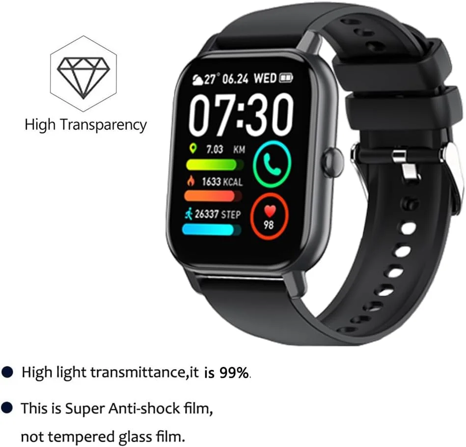 محافظ صفحه نمایش ساعت هوشمند یومیگل سازگار با Nerunsa P66D 1.85 اینچ (بسته 3 عددی)، سازگار با Aptkdoe P66D 1.85 اینچ، پوشش کامل سه بعدی ضد خش