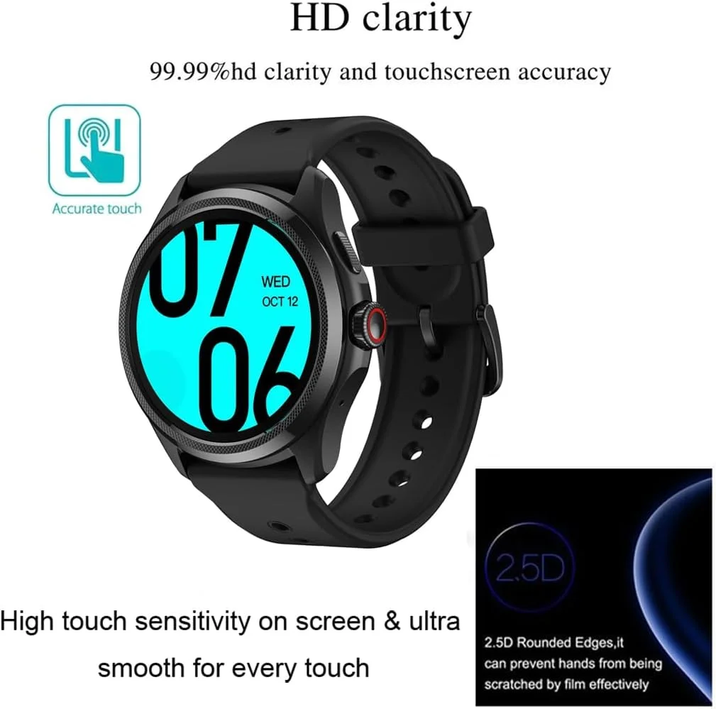 محافظ صفحه نمایش شیشه ای تمپرد سازگار با Ticwatch Pro 5، بسته 4 عددی، ضد خش، ضد اثر انگشت و بدون حباب محافظ صفحه نمایش شیشه ای تمپرد سازگار با Ticwatch Pro 5، بسته 4 عددی، ضد خش، ضد اثر انگشت و بدون حباب