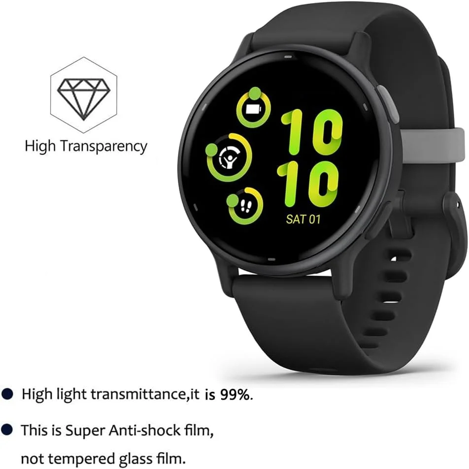 محافظ صفحه نمایش سازگار با ساعت هوشمند Garmin Vivoactive 6 و Vivoactive 5، پوشش کامل سه بعدی ضد خش - بسته 3 عددی