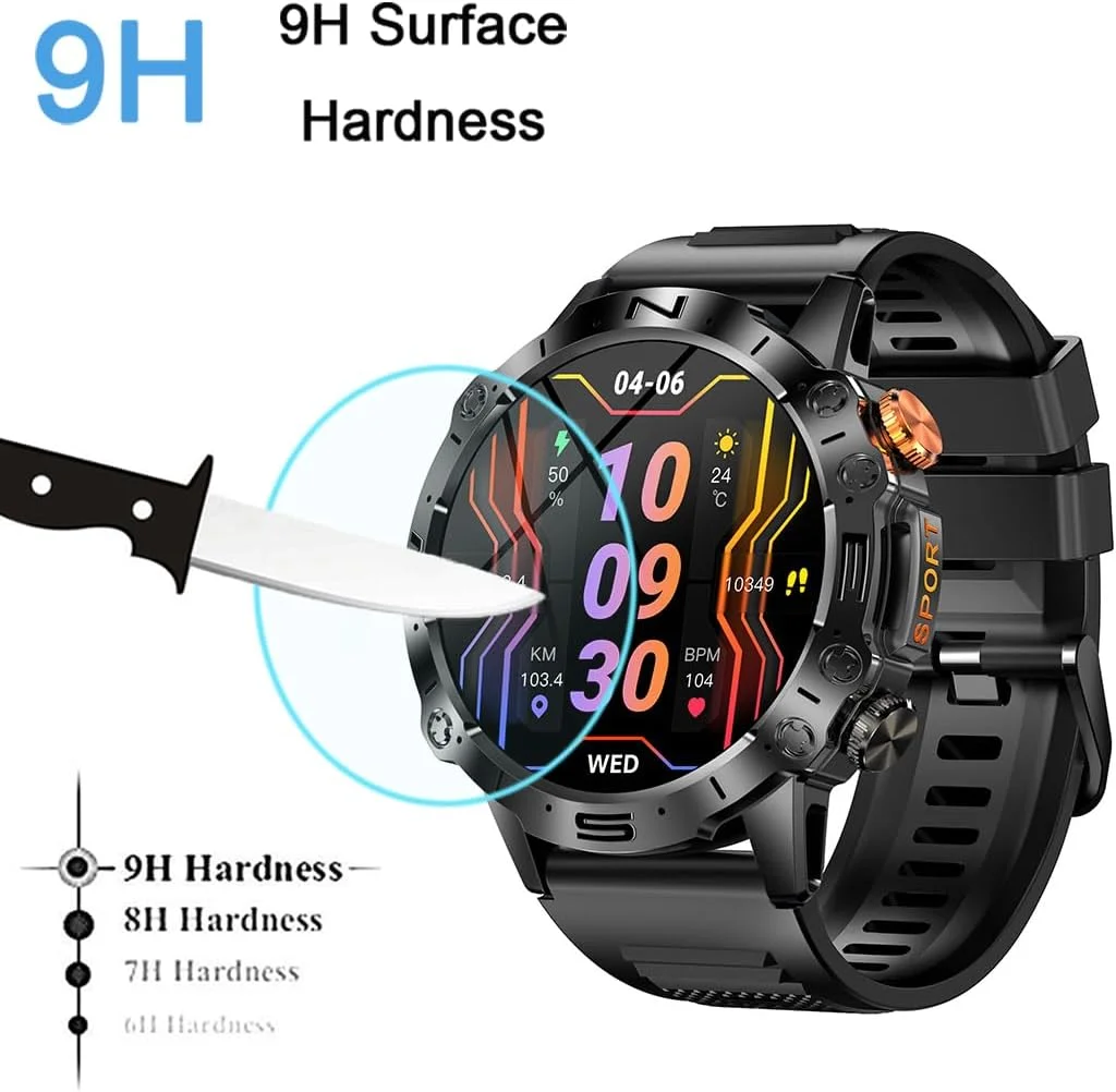 محافظ صفحه نمایش شیشه ای یومیگل سازگار با ساعت هوشمند ESFOE ST19 با صفحه نمایش 1.43 اینچی، بسته 3 عددی، شیشه حرارت دیده برای ساعت هوشمند LIGE ST19 1.43 اینچی، محافظ صفحه نمایش شیشه ای 9H 0.3MM ضد خش