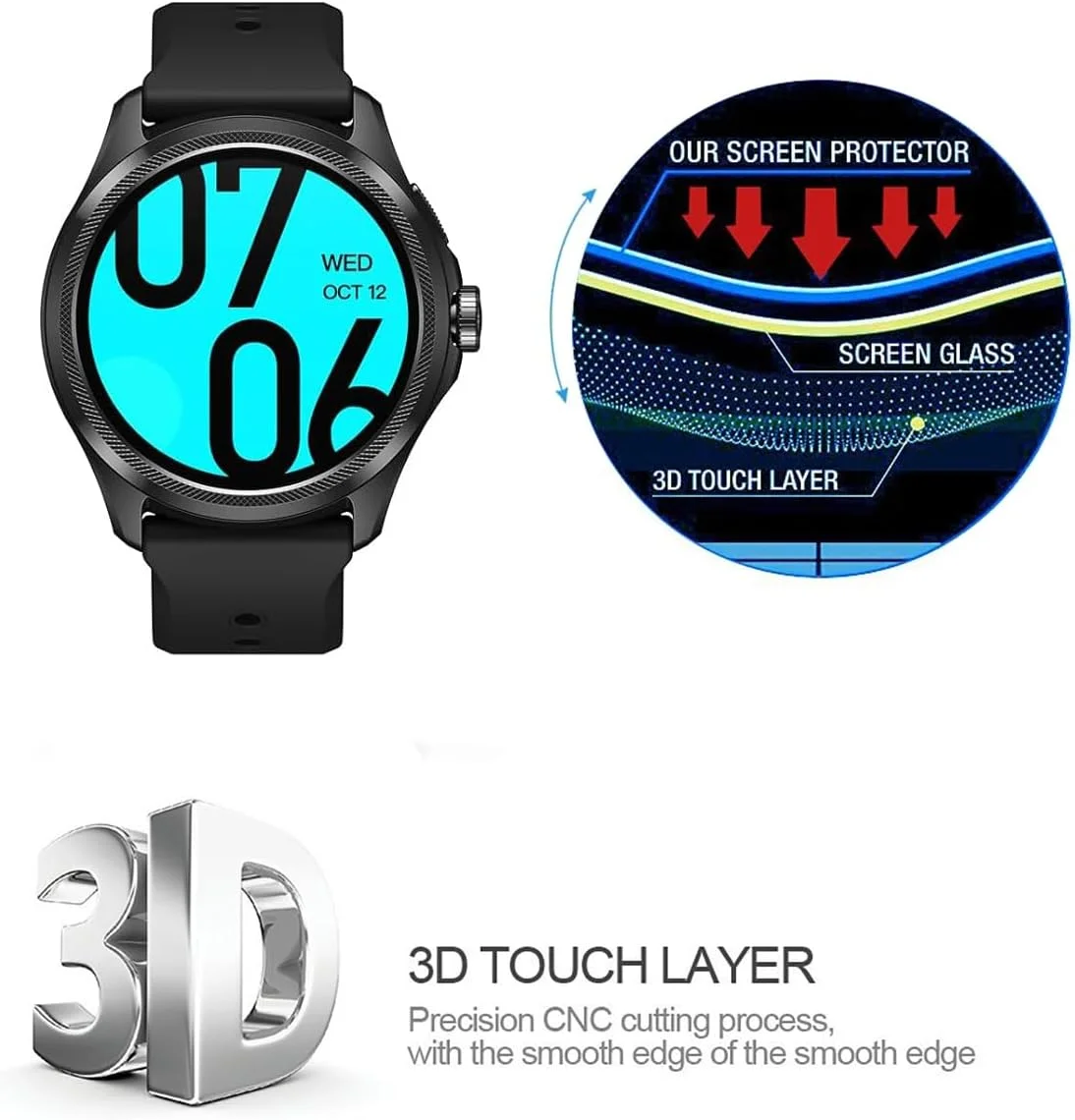 محافظ صفحه نمایش شیشه ای تمپرد سازگار با Ticwatch Pro 5، بسته 4 عددی، ضد خش، ضد اثر انگشت و بدون حباب محافظ صفحه نمایش شیشه ای تمپرد سازگار با Ticwatch Pro 5، بسته 4 عددی، ضد خش، ضد اثر انگشت و بدون حباب