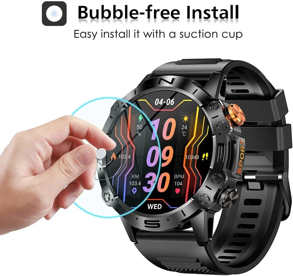 محافظ صفحه نمایش شیشه ای یومیگل سازگار با ساعت هوشمند ESFOE ST19 با صفحه نمایش 1.43 اینچی، بسته 3 عددی، شیشه حرارت دیده برای ساعت هوشمند LIGE ST19 1.43 اینچی، محافظ صفحه نمایش شیشه ای 9H 0.3MM ضد خش