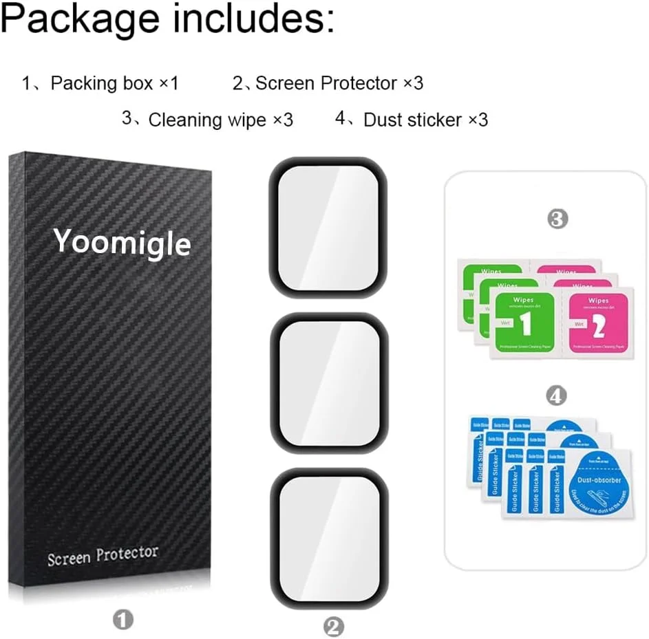 محافظ صفحه نمایش ساعت هوشمند یومیگل سازگار با Nerunsa P66D 1.85 اینچ (بسته 3 عددی)، سازگار با Aptkdoe P66D 1.85 اینچ، پوشش کامل سه بعدی ضد خش
