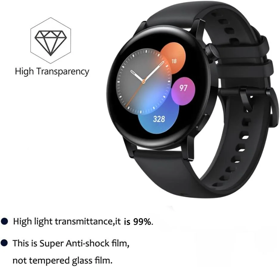 محافظ صفحه نمایش یونکیر سازگار با ساعت هوشمند Huawei Watch GT 3 42MM، بسته 6 عددی، محافظ صفحه نمایش شفاف و ضد خش محافظ صفحه نمایش یونکیر سازگار با ساعت هوشمند Huawei Watch GT 3 42MM، بسته 6 عددی، محافظ صفحه نمایش شفاف و ضد خش