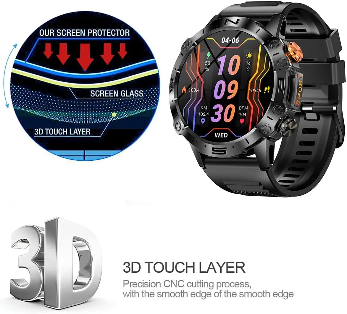 محافظ صفحه نمایش شیشه ای یومیگل سازگار با ساعت هوشمند ESFOE ST19 با صفحه نمایش 1.43 اینچی، بسته 3 عددی، شیشه حرارت دیده برای ساعت هوشمند LIGE ST19 1.43 اینچی، محافظ صفحه نمایش شیشه ای 9H 0.3MM ضد خش
