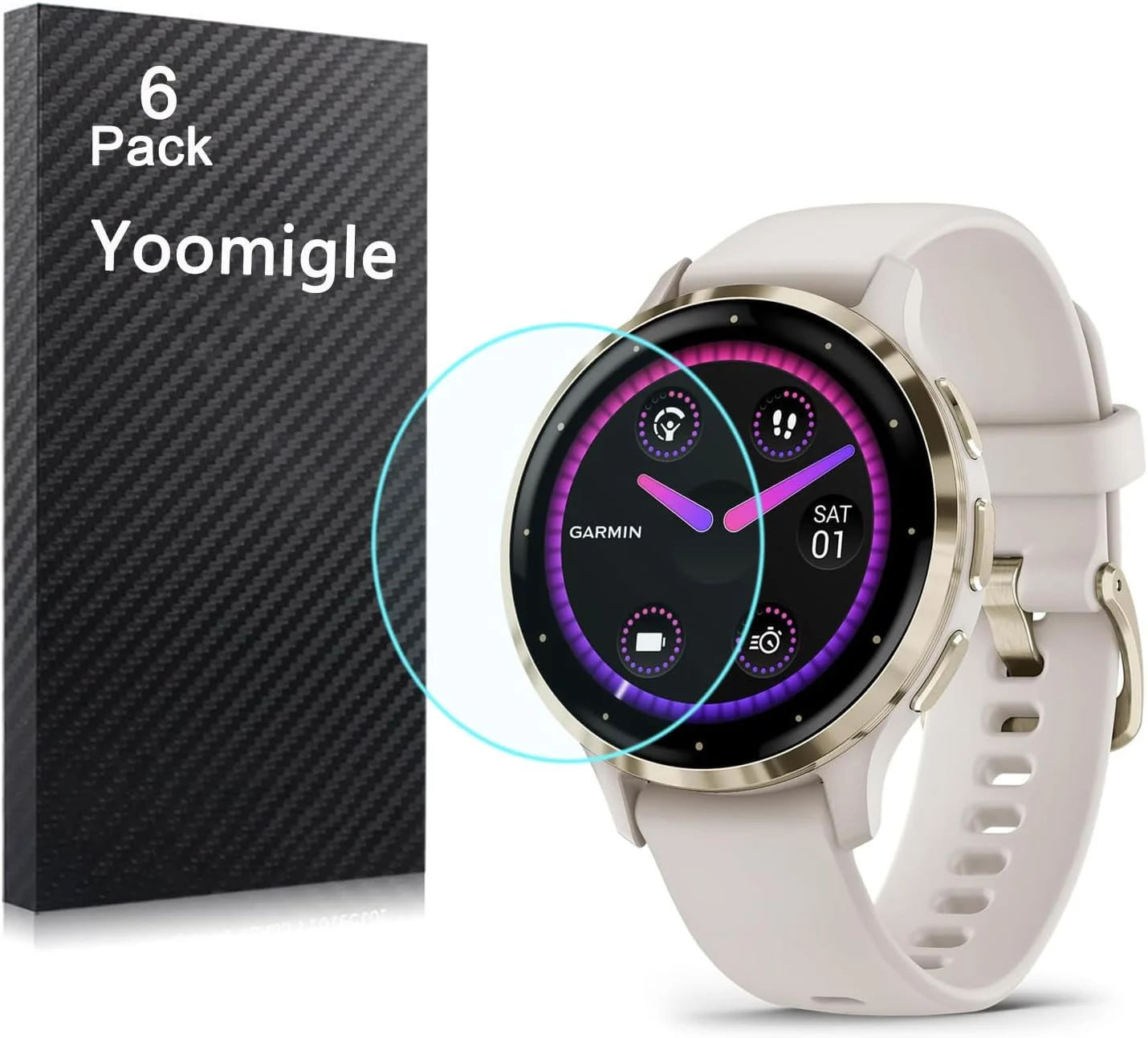 محافظ صفحه نمایش یومیگل سازگار با ساعت هوشمند Garmin Venu 3S، بسته 6 عددی، محافظ صفحه نمایش شفاف HD ضد خش و ضد اثر انگشت