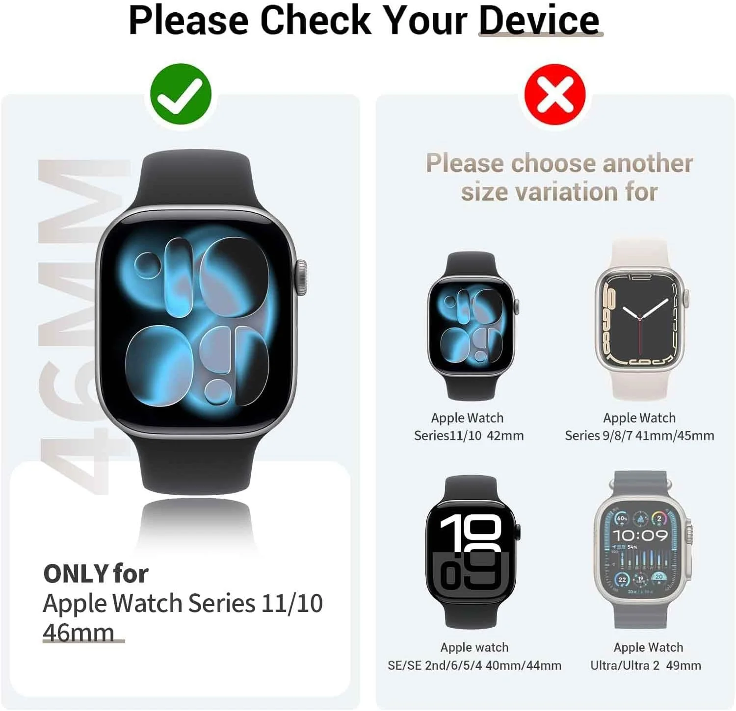 محافظ صفحه نمایش T Tersely [بسته 8 عددی] برای اپل واچ سری 11/10 - 46 میلی متر، فیلم TPU نرم با پوشش کامل برای iWatch S11 S10 2025، ضد خش HD شفاف (46MM)