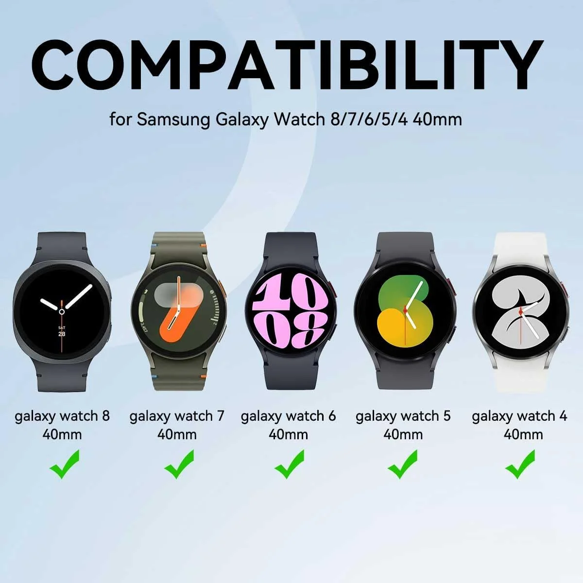 محافظ صفحه نمایش T Tersely (بسته 3 عددی) برای ساعت هوشمند سامسونگ گلکسی واچ 8/7/6/5/4/FE (40 میلی متر)، محافظ شیشه ای سخت با سختی 9H برای ساعت هوشمند سامسونگ گلکسی واچ