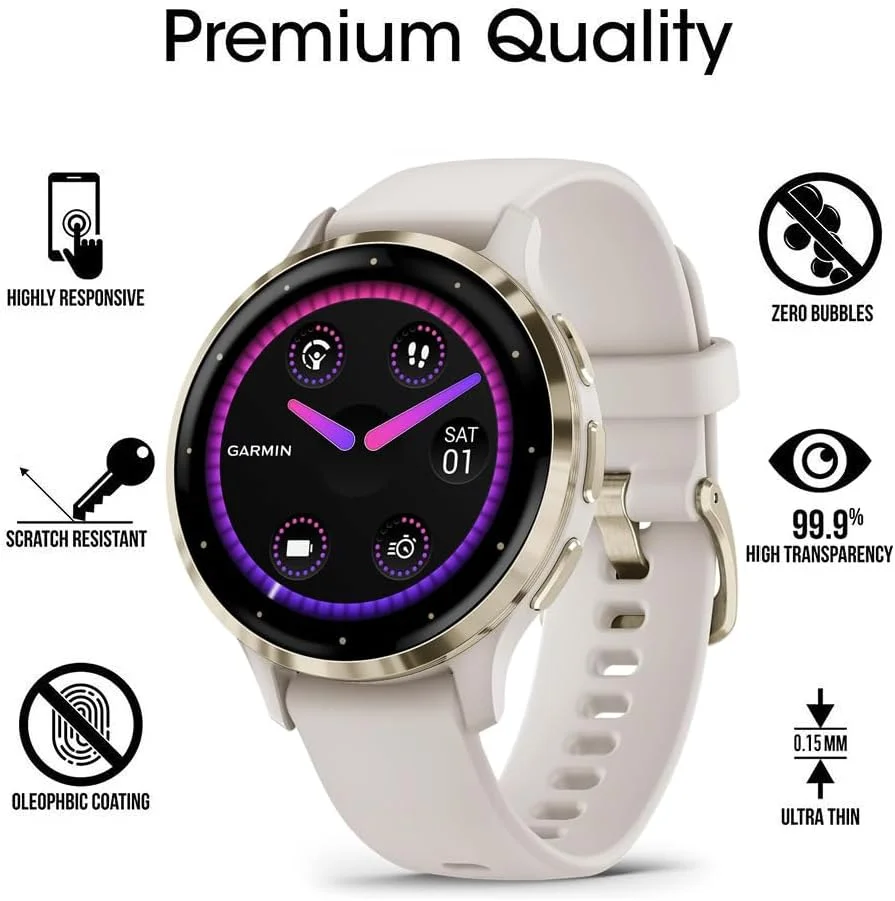 محافظ صفحه نمایش یومیگل سازگار با ساعت هوشمند Garmin Venu 3S، بسته 6 عددی، محافظ صفحه نمایش شفاف HD ضد خش و ضد اثر انگشت