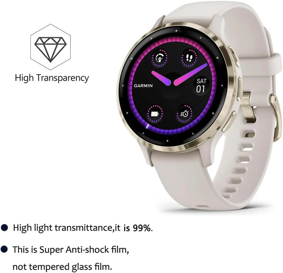 محافظ صفحه نمایش یومیگل سازگار با ساعت هوشمند Garmin Venu 3S، بسته 6 عددی، محافظ صفحه نمایش شفاف HD ضد خش و ضد اثر انگشت