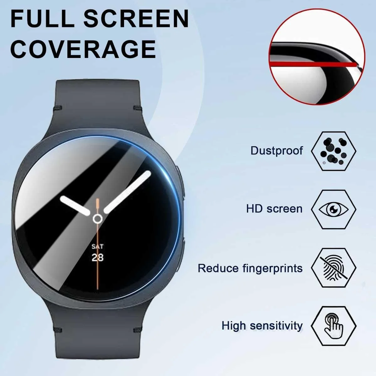 محافظ صفحه نمایش T Tersely (بسته 3 عددی) برای ساعت هوشمند سامسونگ گلکسی واچ 8/7/6/5/4/FE (40 میلی متر)، محافظ شیشه ای سخت با سختی 9H برای ساعت هوشمند سامسونگ گلکسی واچ