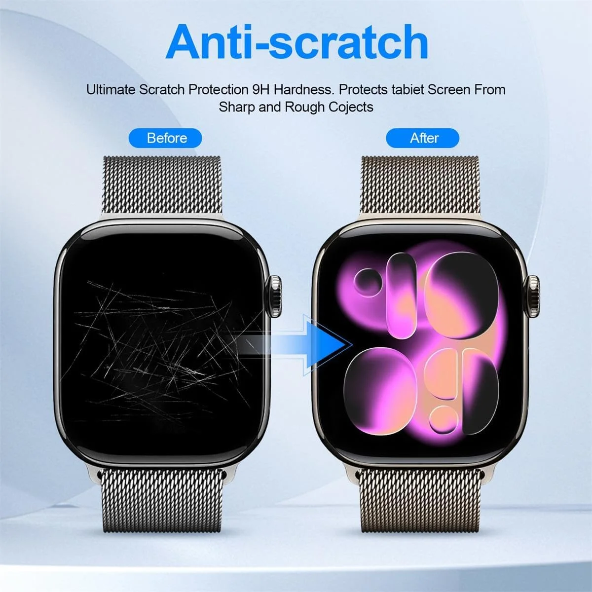 محافظ صفحه نمایش T Tersely [بسته 8 عددی] برای اپل واچ سری 11/10 - 46 میلی متر، فیلم TPU نرم با پوشش کامل برای iWatch S11 S10 2025، ضد خش HD شفاف (46MM)