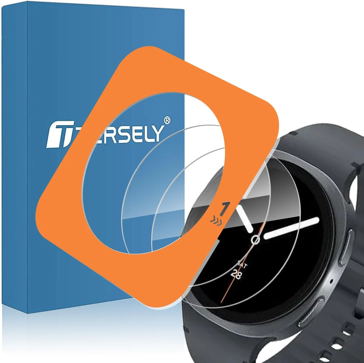 [بسته 2 عددی] محافظ صفحه نمایش T Tersely برای ساعت هوشمند سامسونگ گلکسی واچ 8 40 میلی‌متری به همراه قاب نصب، شیشه حرارت دیده 9H پوشش کامل محافظ شفاف برای ساعت سامسونگ واچ 8 40 میلی‌متری (عرضه 2025)