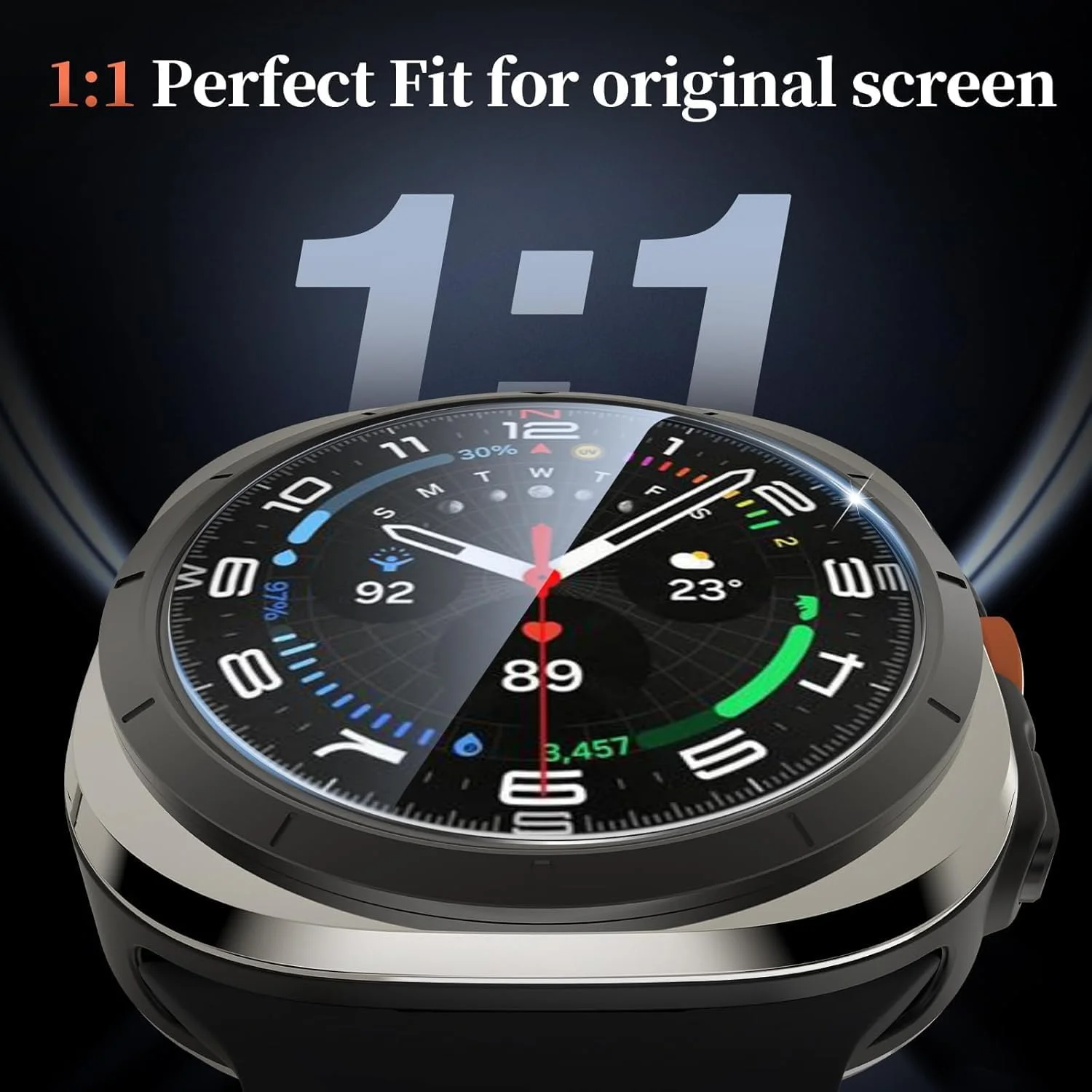 محافظ صفحه نمایش T Tersely [بسته 2 عددی] برای ساعت هوشمند سامسونگ گلکسی واچ اولترا به همراه قاب نصب، شیشه حرارت دیده 9H پوشش کامل محافظ شفاف برای ساعت سامسونگ اولترا (عرضه شده در سال 2024)