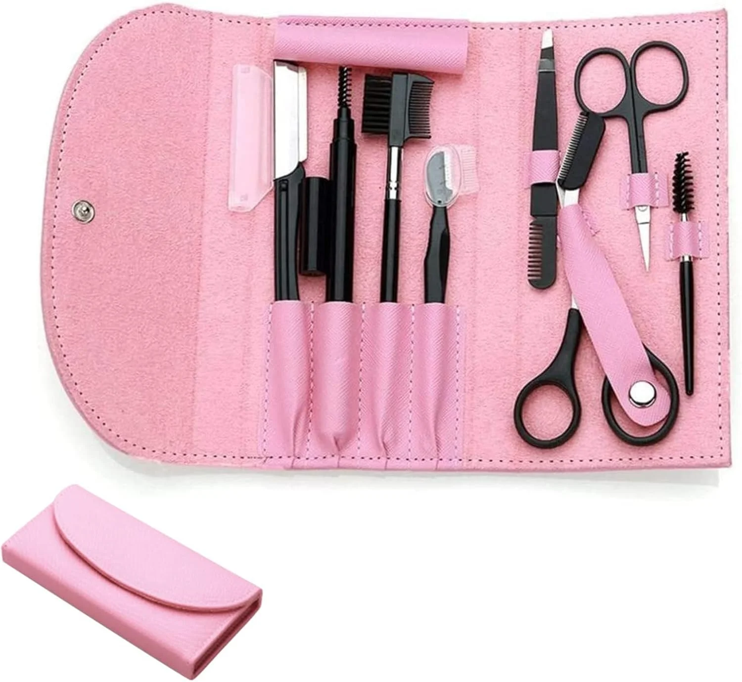 ست حرفه ای حالت دهنده و مرتب کننده ابرو خزنه، شامل قیچی ابرو، مداد ابرو، برس ابرو، موزن، برس، ست ابزار آرایشی با کیف چرمی، ست مرتب کننده ابرو برای زنان و مردان 8 تکه (صورتی) ست حرفه ای حالت دهنده و مرتب کننده ابرو خزنه، شامل قیچی ابرو، مداد ابرو، برس ابرو، موزن، برس، ست ابزار آرایشی با کیف چرمی، ست مرتب کننده ابرو برای زنان و مردان 8 تکه (صورتی)