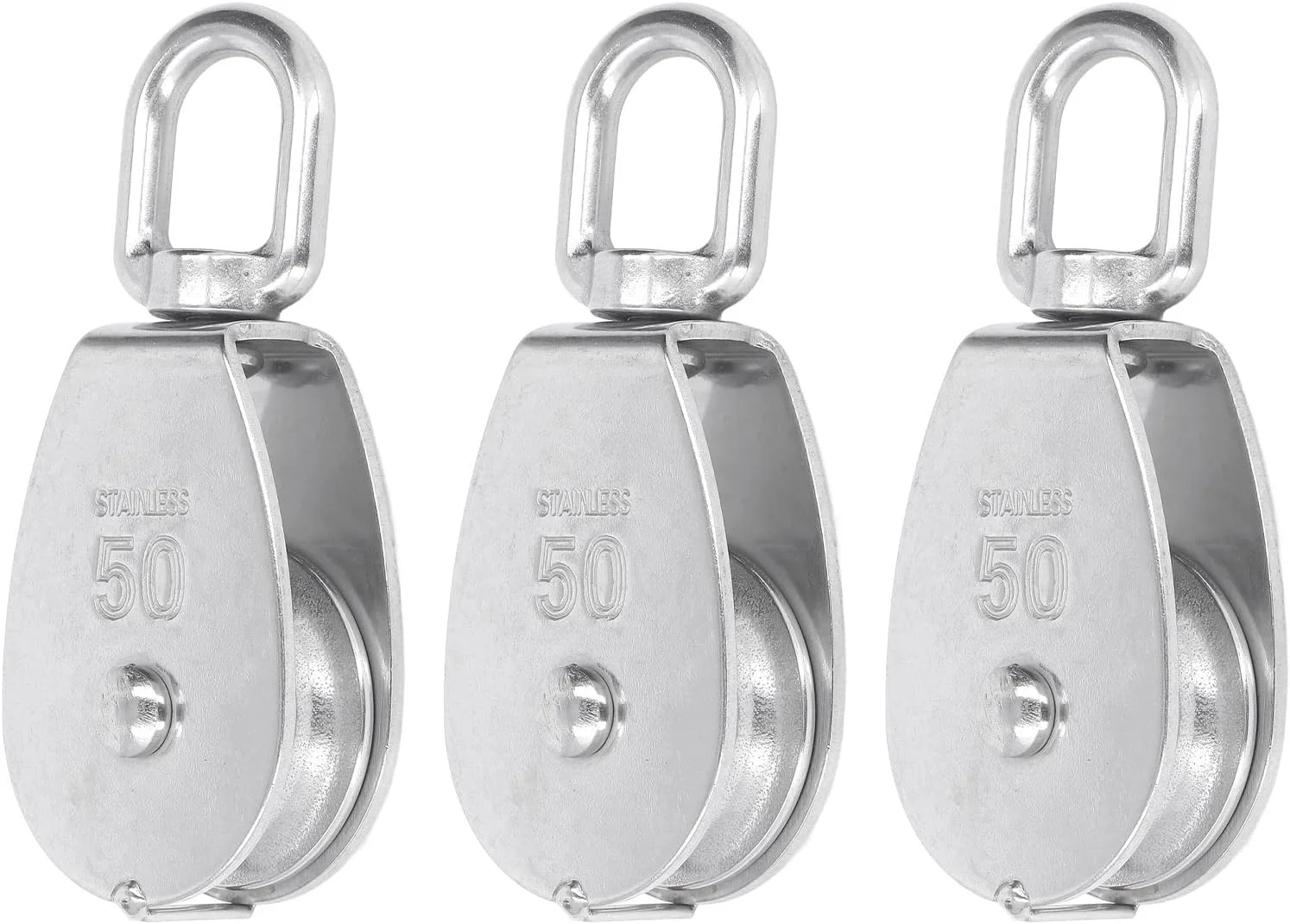 مجموعه 3 عددی قرقره تکی Vomeko، چرخ تریلر سیم آویز فولاد ضد زنگ 304، غلتک قرقره فولاد ضد زنگ با ظرفیت باربری 400 کیلوگرم