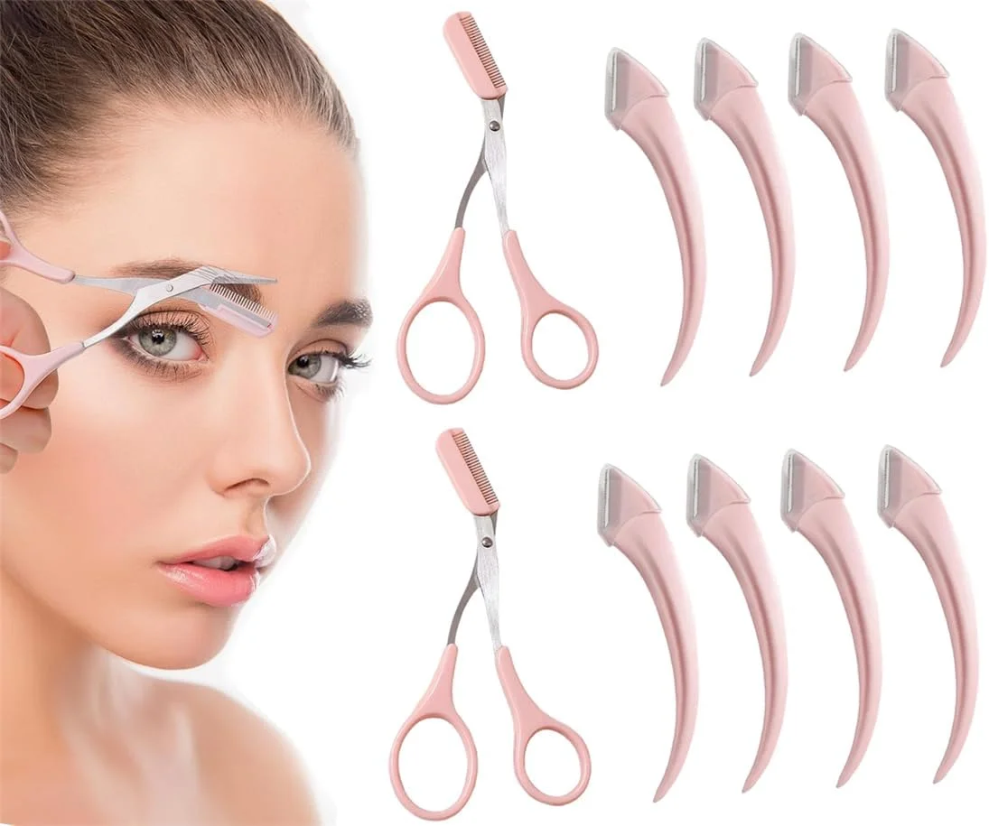 مجموعه 10 عددی موچین ابرو KWSLIN، قیچی ابرو دقیق حرفه ای با شانه، ابزار کوچک اصلاح موی صورت برای زنان، ابزار اصلاح موی زیبایی برای مبتدیان، صورتی مجموعه 10 عددی موچین ابرو KWSLIN، قیچی ابرو دقیق حرفه ای با شانه، ابزار کوچک اصلاح موی صورت برای زنان، ابزار اصلاح موی زیبایی برای مبتدیان، صورتی