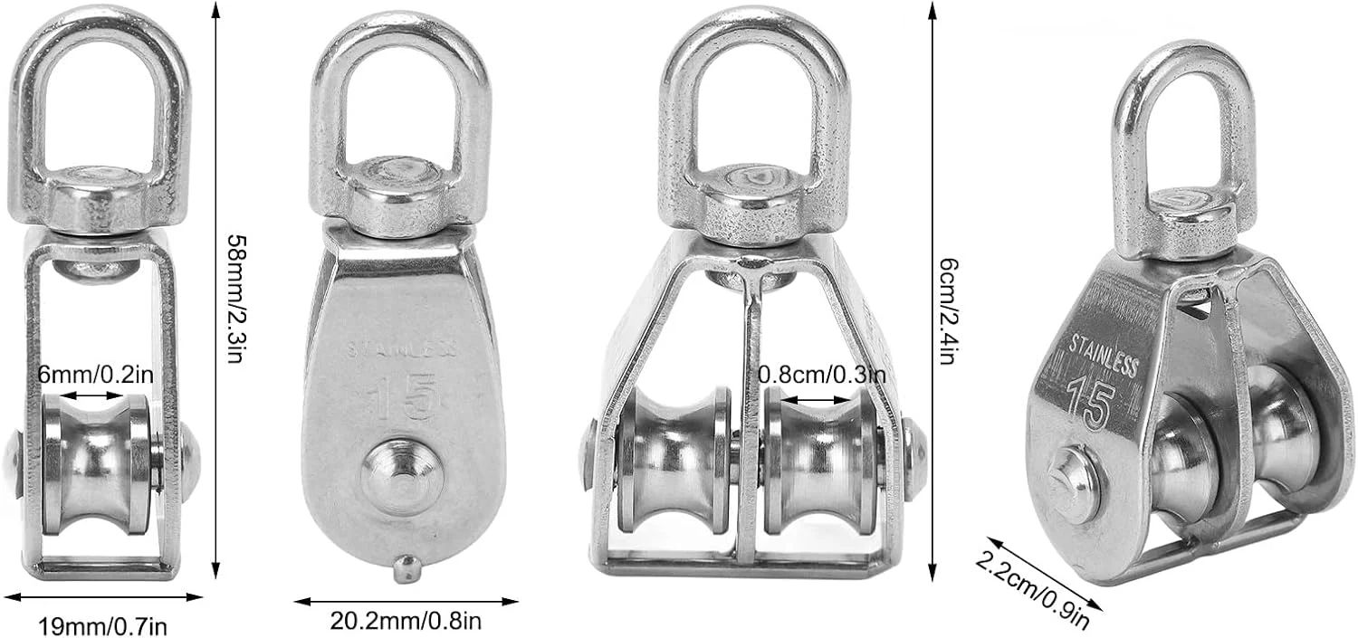 Vomeko M15 گروه قرقره تکی استیل ضد زنگ، چرخ کشش سیم فولادی طناب سیمی فولادی، چرخ های تکی و دوتایی Vomeko M15 گروه قرقره تکی استیل ضد زنگ، چرخ کشش سیم فولادی طناب سیمی فولادی، چرخ های تکی و دوتایی