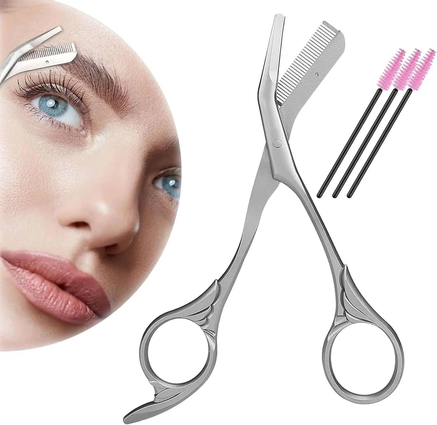 قیچی اصلاح ابرو KWSLIN با شانه و 3 عدد برس، با طراحی ارگونومیک، هدیه ای مناسب برای آقایان و بانوان قیچی اصلاح ابرو KWSLIN با شانه و 3 عدد برس، با طراحی ارگونومیک، هدیه ای مناسب برای آقایان و بانوان