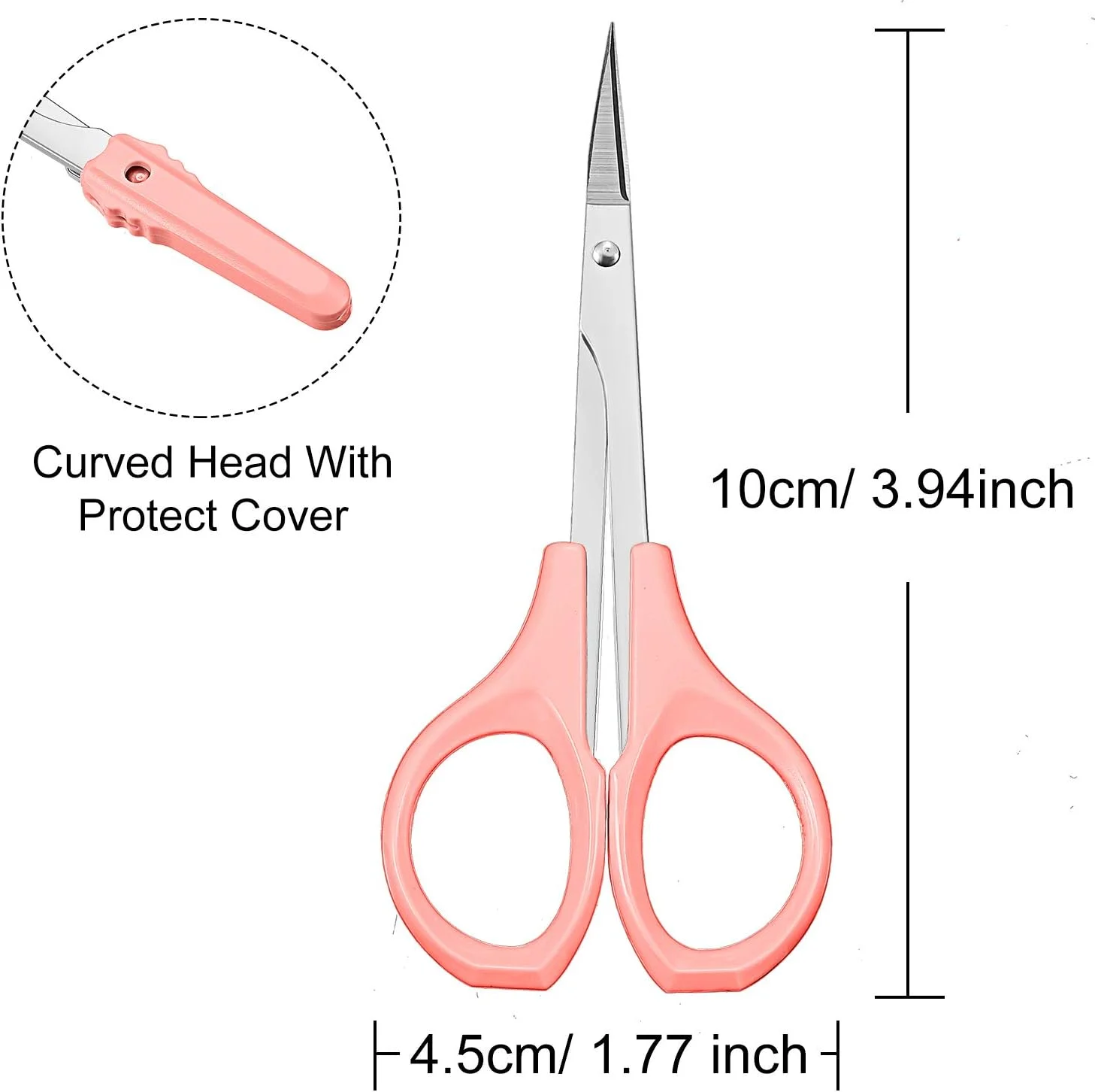 قیچی ابرو خمیده مادِر، بسته 2 عددی، قیچی کوچک، قیچی استیل مدل T برای اکستنشن مژه، موی صورت و بینی (4 اینچ)