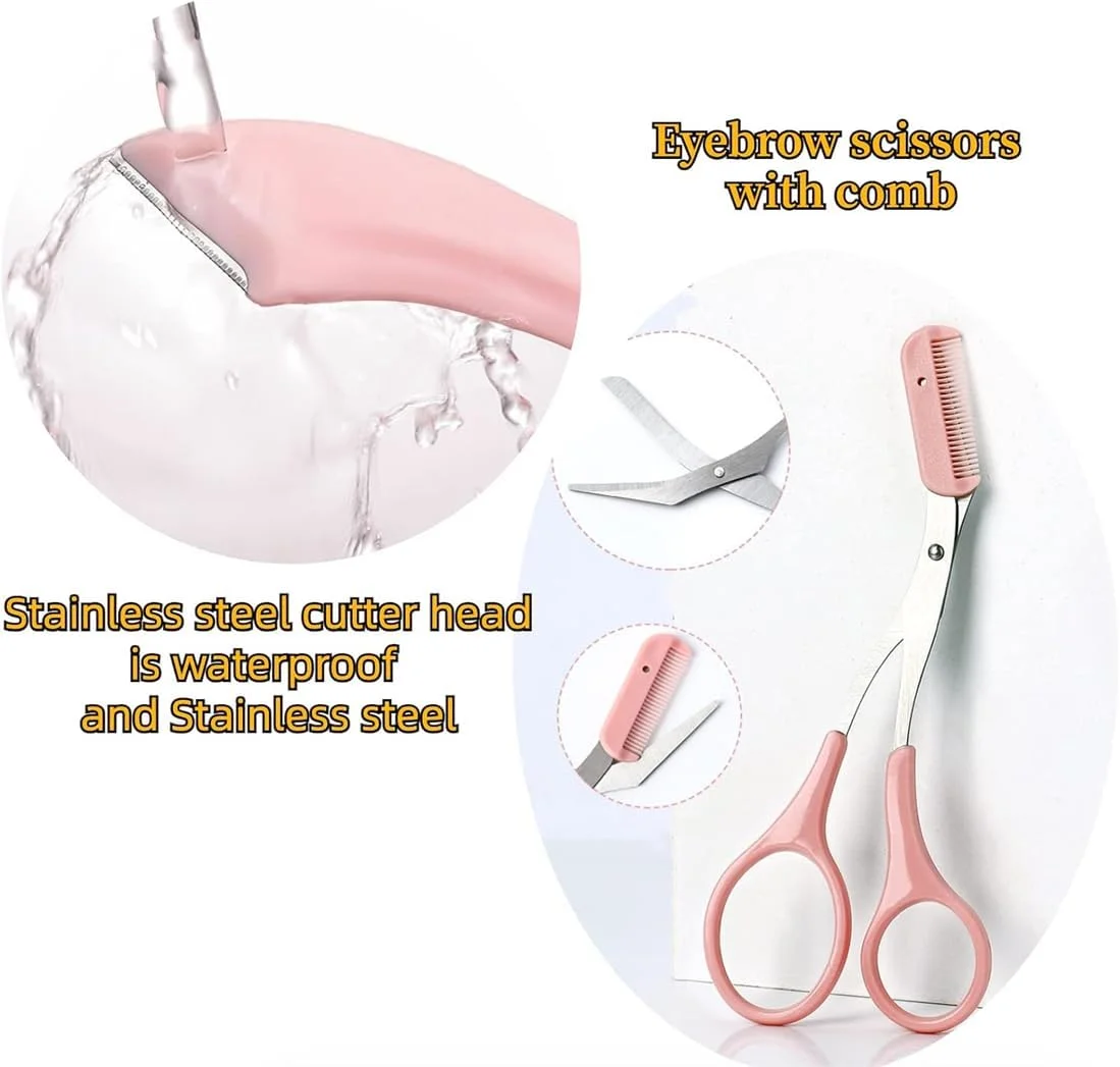 مجموعه 10 عددی موچین ابرو KWSLIN، قیچی ابرو دقیق حرفه ای با شانه، ابزار کوچک اصلاح موی صورت برای زنان، ابزار اصلاح موی زیبایی برای مبتدیان، صورتی مجموعه 10 عددی موچین ابرو KWSLIN، قیچی ابرو دقیق حرفه ای با شانه، ابزار کوچک اصلاح موی صورت برای زنان، ابزار اصلاح موی زیبایی برای مبتدیان، صورتی