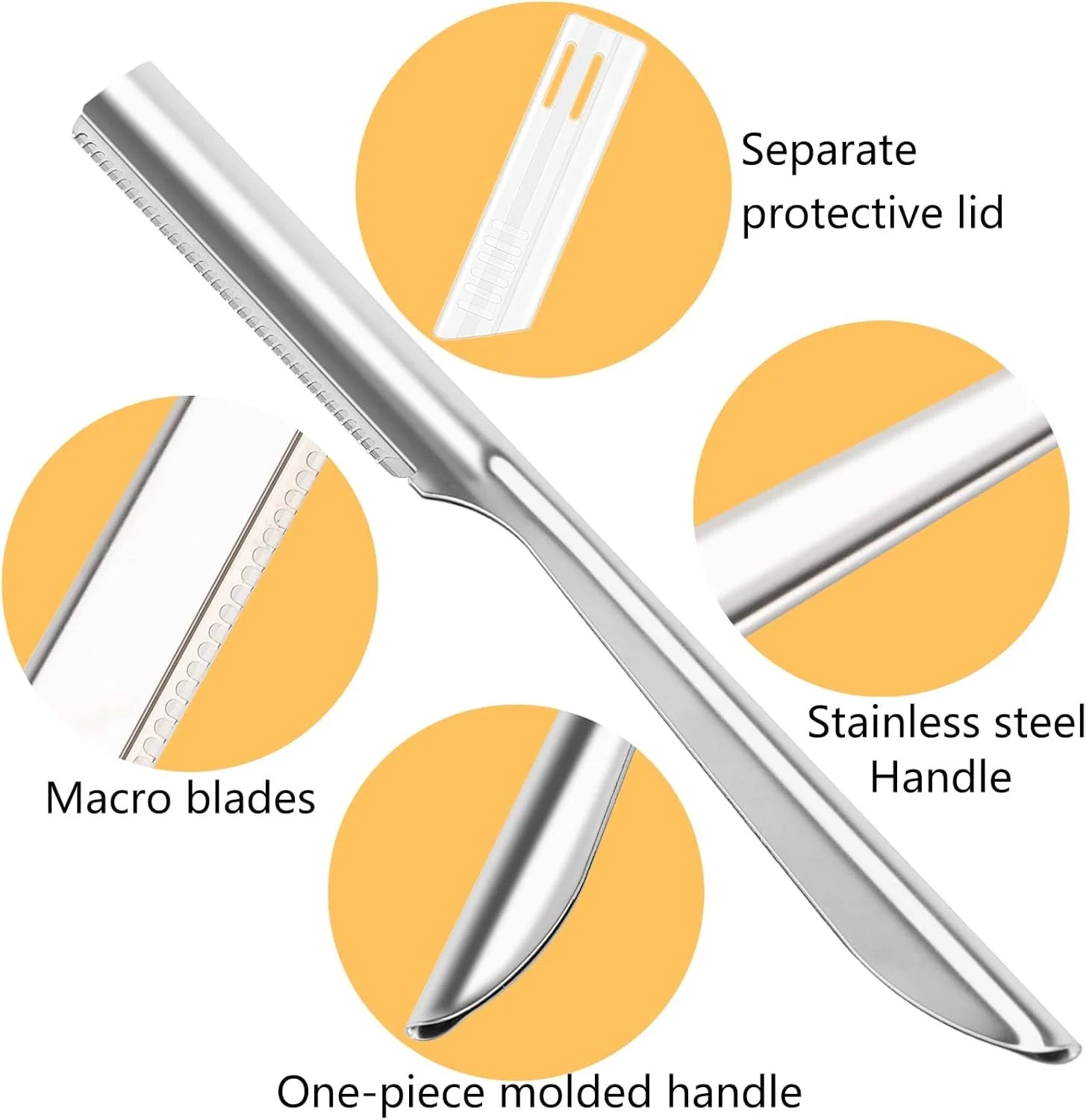 MAKINGTEC بسته 10 عددی تیغ ابرو زنانه، تیغ اصلاح صورت، شکل دهنده ابرو، ابزار تیز درماپلنینگ، نقره ای استیل ضد زنگ MAKINGTEC بسته 10 عددی تیغ ابرو زنانه، تیغ اصلاح صورت، شکل دهنده ابرو، ابزار تیز درماپلنینگ، نقره ای استیل ضد زنگ