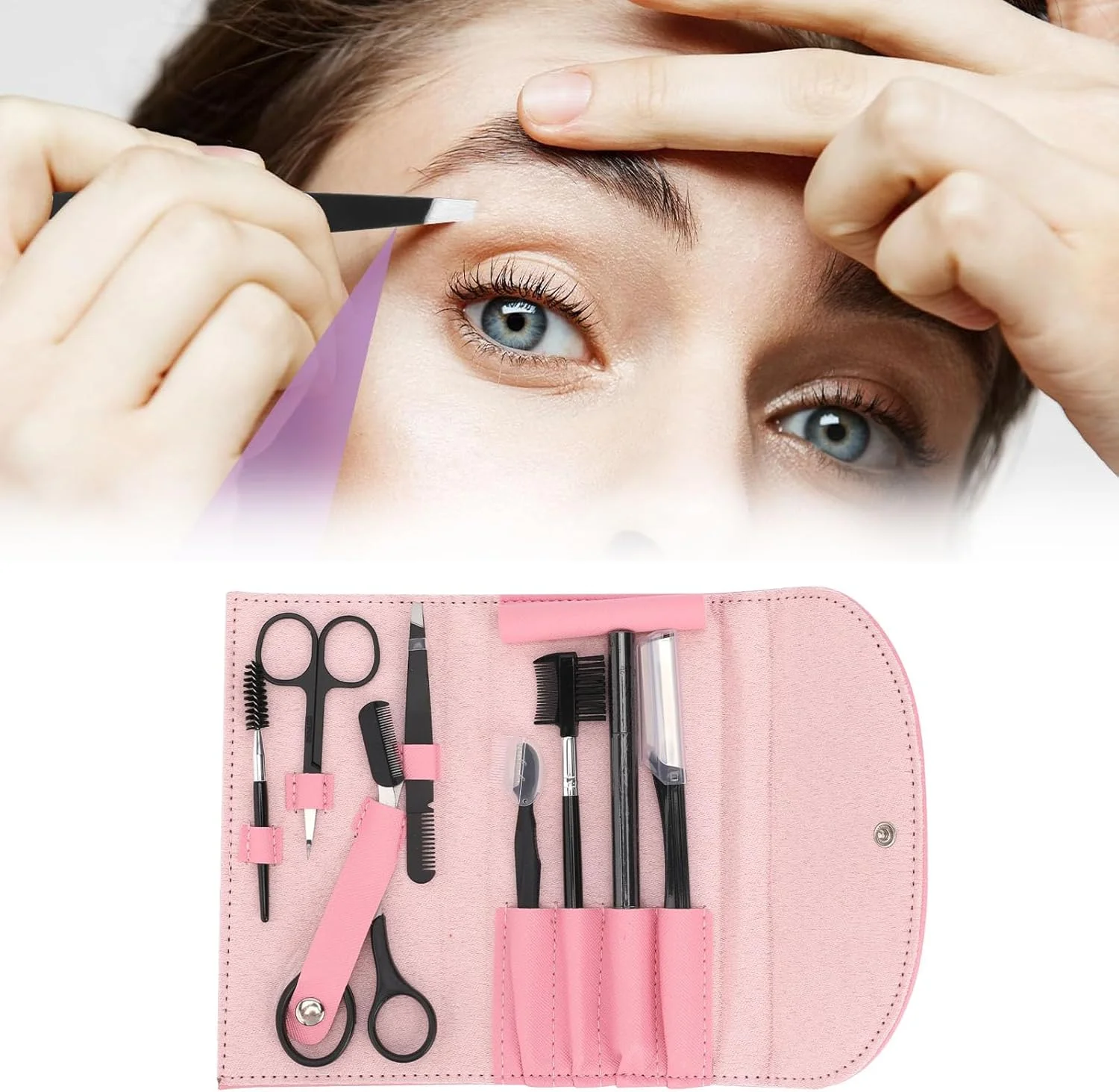 ست حرفه ای حالت دهی و مرتب سازی ابرو، ست 8 تکه مرتب سازی ابرو، به همراه کیف چرمی، ست اصلاح ابرو، قیچی ابرو، مداد ابرو، برس ابرو، موزن، برس، برای زنان و مردان ست حرفه ای حالت دهی و مرتب سازی ابرو، ست 8 تکه مرتب سازی ابرو، به همراه کیف چرمی، ست اصلاح ابرو، قیچی ابرو، مداد ابرو، برس ابرو، موزن، برس، برای زنان و مردان