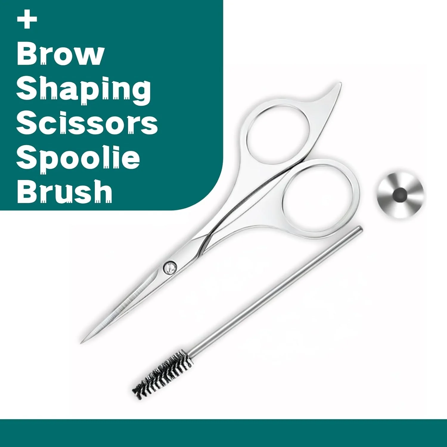 قیچی ابرو حرفه ای به همراه برس ابرو - قیچی اصلاح ابرو دقیق از جنس استیل ضد زنگ برای خانم ها و آقایان، تیز و بادوام برای حالت دادن به ابرو، موهای بینی و کیت پیرایش ابرو (صاف)