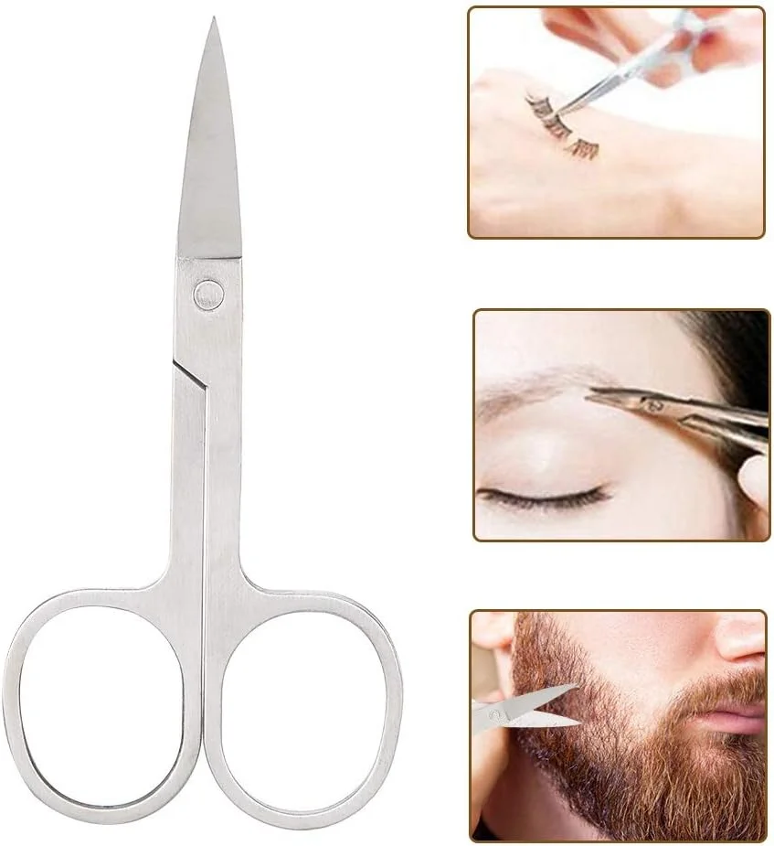 قیچی موی بینی مردانه ممتاز، قیچی ابرو حرفه ای استیل، قیچی ریش ابرو، قیچی کوچک اصلاح موی صورت مردانه و زنانه