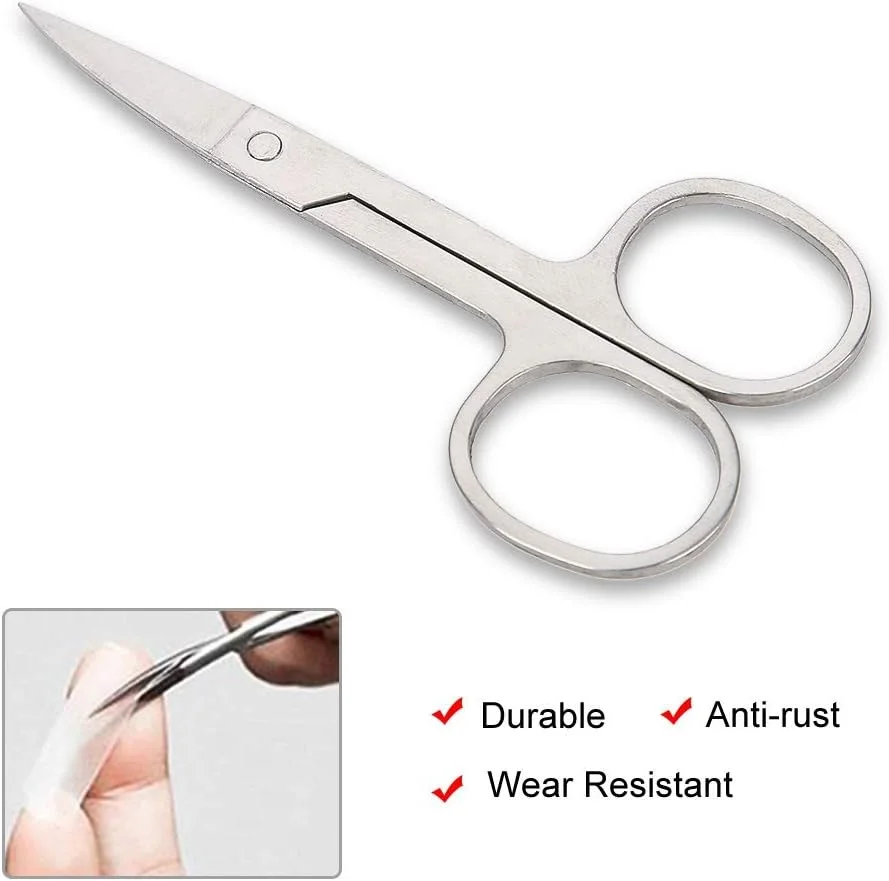 قیچی موی بینی مردانه ممتاز، قیچی ابرو حرفه ای استیل، قیچی ریش ابرو، قیچی کوچک اصلاح موی صورت مردانه و زنانه