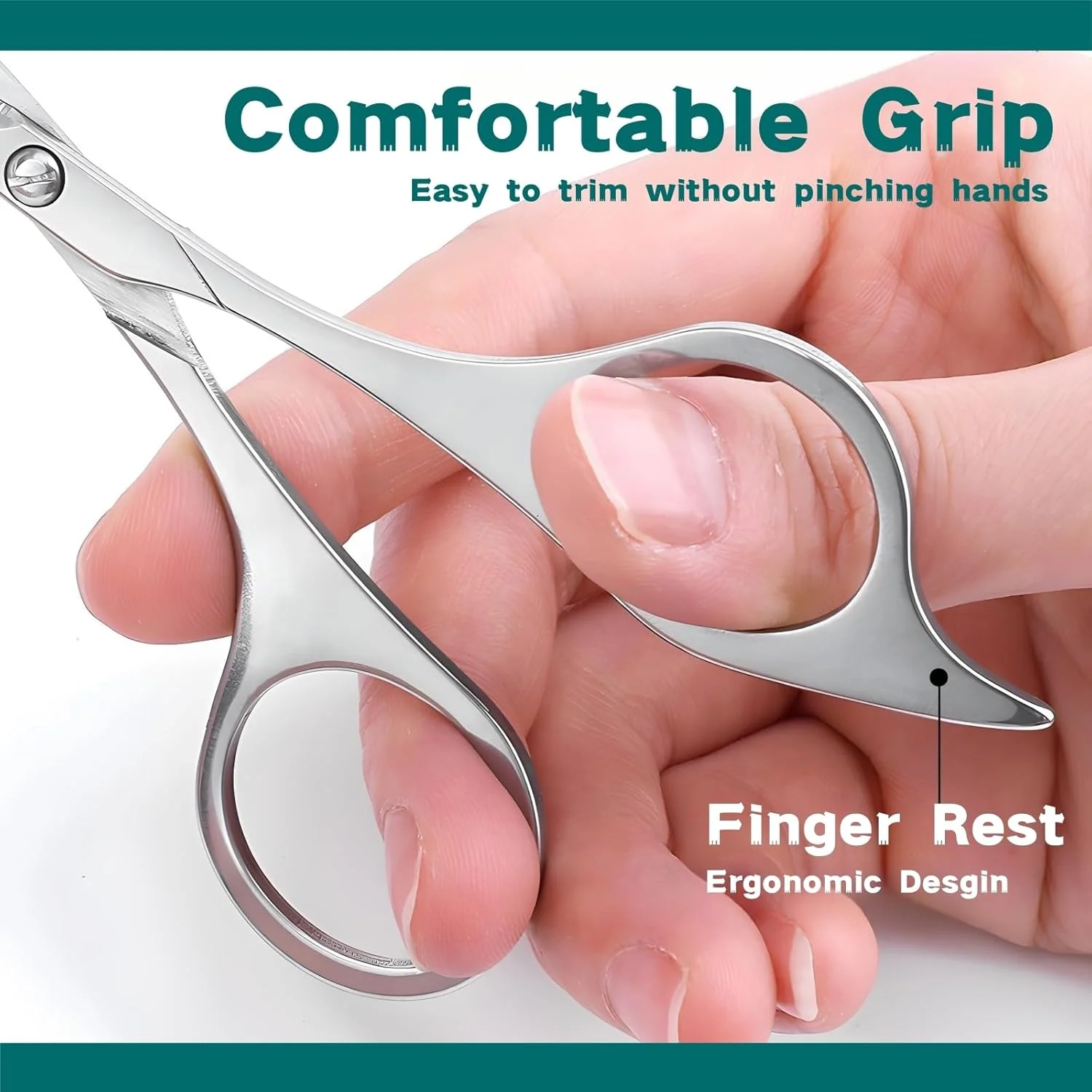 قیچی ابرو حرفه ای به همراه برس ابرو - قیچی اصلاح ابرو دقیق از جنس استیل ضد زنگ برای خانم ها و آقایان، تیز و بادوام برای حالت دادن به ابرو، موهای بینی و کیت پیرایش ابرو (صاف)