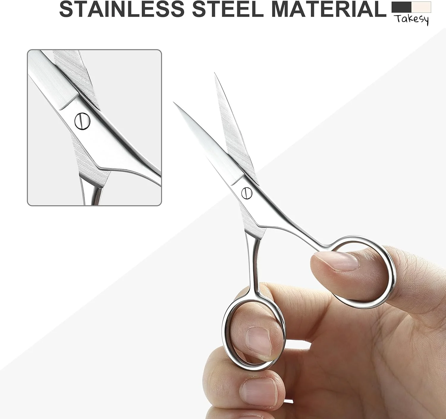 قیچی ابرو کوچک حرفه ای زنانه، قیچی آرایشی زیبایی صورت و مژه با کیف چرمی صورتی (نوک تیز)