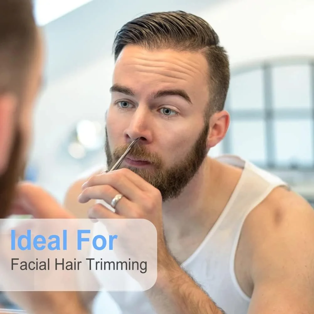 قیچی ابرو، قیچی موی بینی نوک صاف استیل ضد زنگ 3.5 اینچی، قیچی کوچک برای مو، ابرو، موی بینی، ریش، مژه، کوتیکول