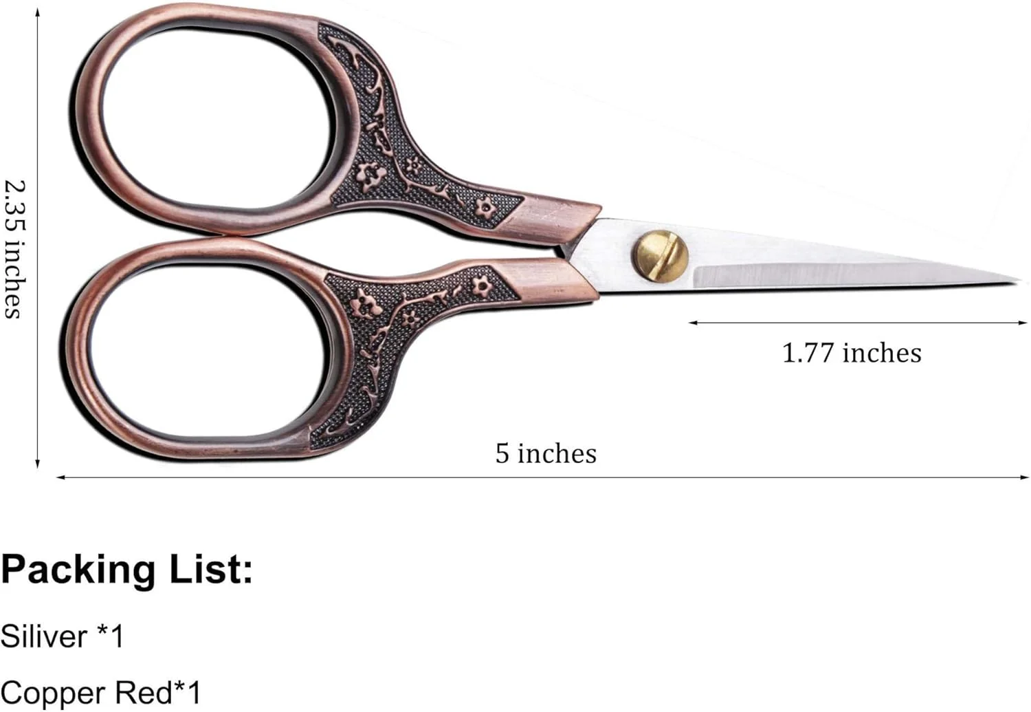 SYOSI 2 Pcs Small Vintage Precision Scissors, Multi-Purpose Beauty Grooming Kit for Hair trimming, Facial, Beard, Eyebrow, Eyelash, Sewing Scissors for Embroidery, Craft, Art Work & Everyday Use