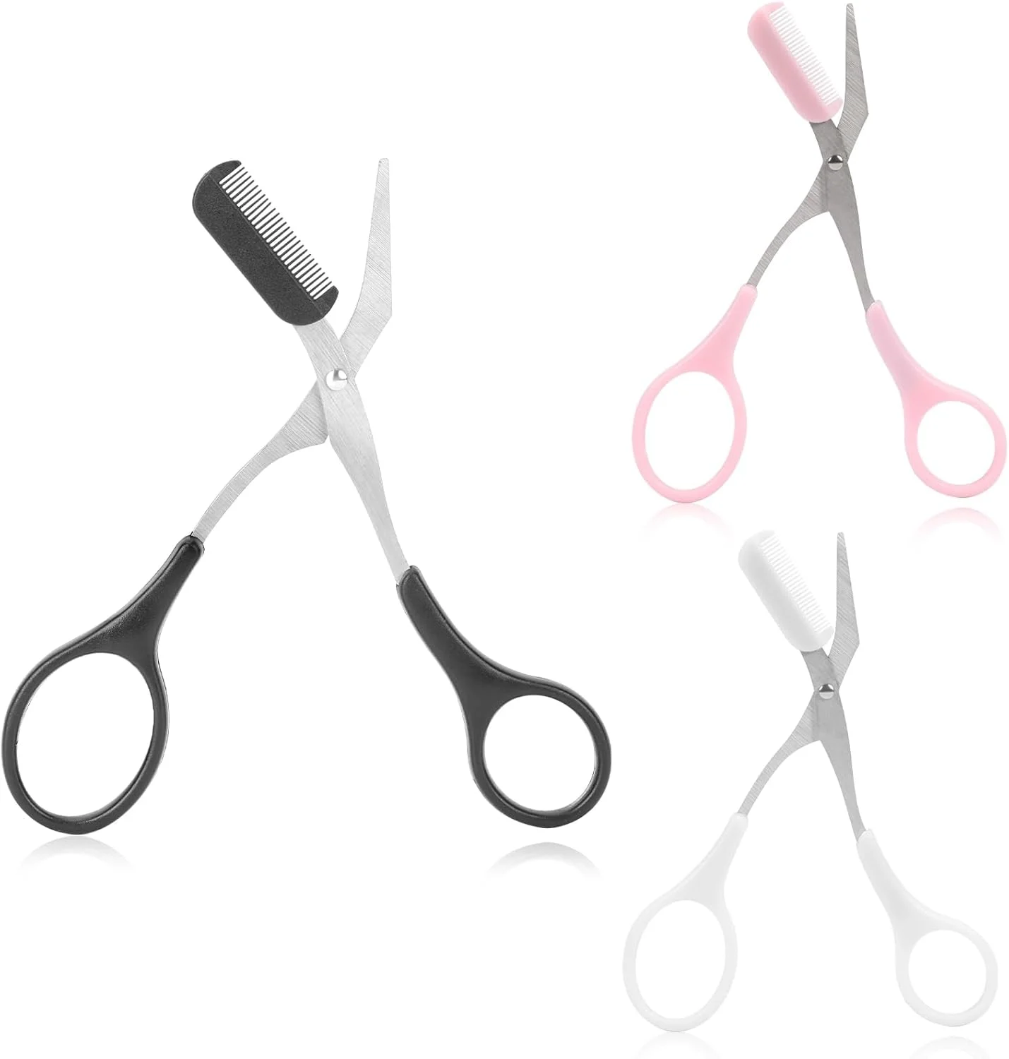 قیچی ابرو شانه دار مشکی NALACAL 6، قیچی اصلاح دقیق ابرو با شانه، دارای دستگیره های ضد لغزش، مناسب برای اصلاح و فرم دهی موهای صورت، بینی، ابرو، سبیل و ریش