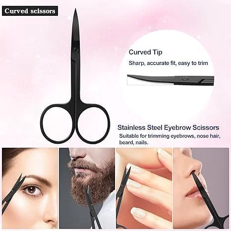 قیچی ابرو تزویق، کیت اصلاح ابرو، قیچی ابرو 5 در 1 (مشکی)