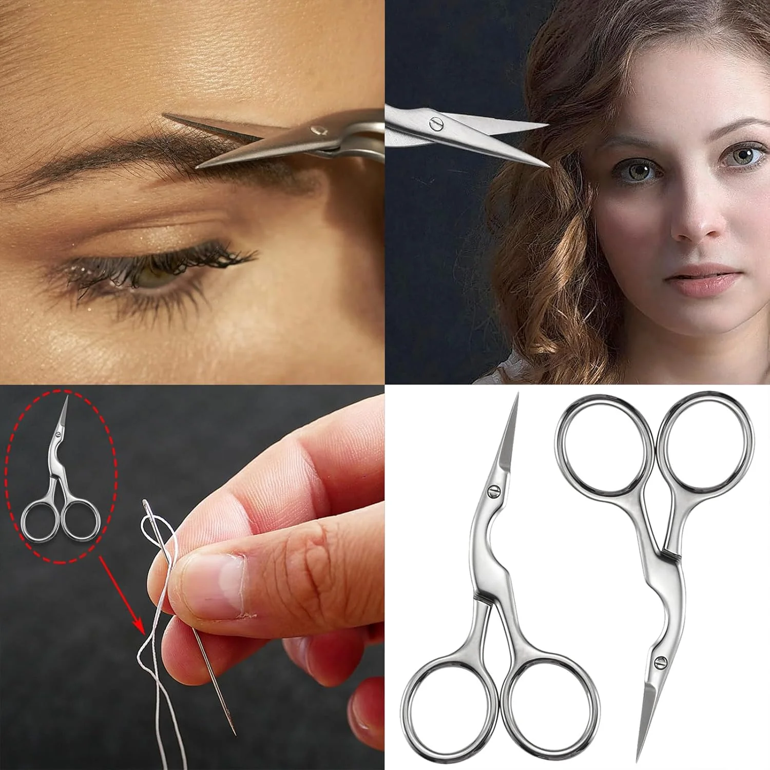 ست قیچی ابرو و ناخن استیل ضد زنگ حرفه ای 2 عددی برای آقایان و بانوان - کیت چند منظوره پیرایش ابرو و مژه