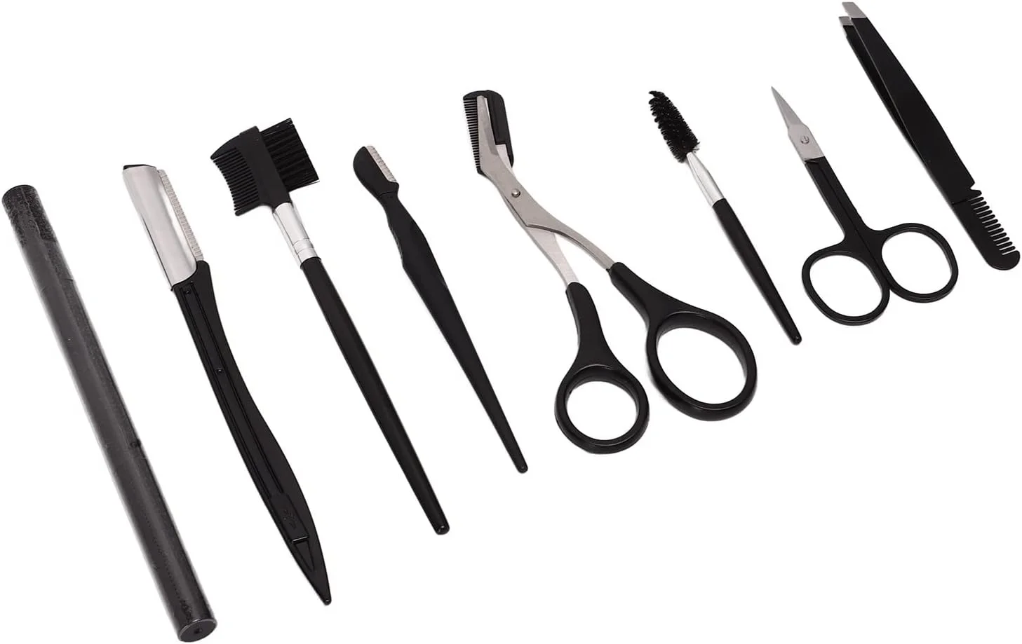 ست حرفه ای مراقبت از چشم استیل ضد زنگ مشکی RIZGHWOY برای بانوان به همراه کیف نگهداری، آماده برای ابزارهای مراقبت از ابرو