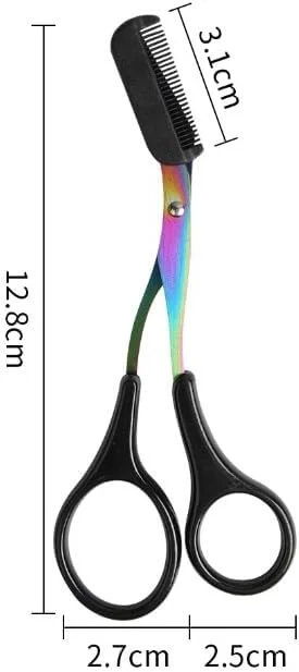 قیچی ابرو حرفه ای استیل ضد زنگ مشکی 1 عددی با شانه پلاستیکی، قابل حمل، ضد لغزش، اصلاح کننده ابرو، موبر، تریمر ابرو برای آقایان و بانوان