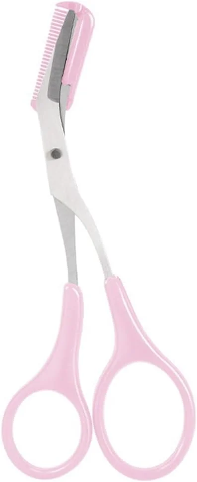 قیچی ابرو استیل ضد زنگ حرفه ای OHEETU با شانه پلاستیکی، قیچی اصلاح ابرو، موبر، ابزار زیبایی، لوازم جانبی زیبایی برای آقایان و بانوان