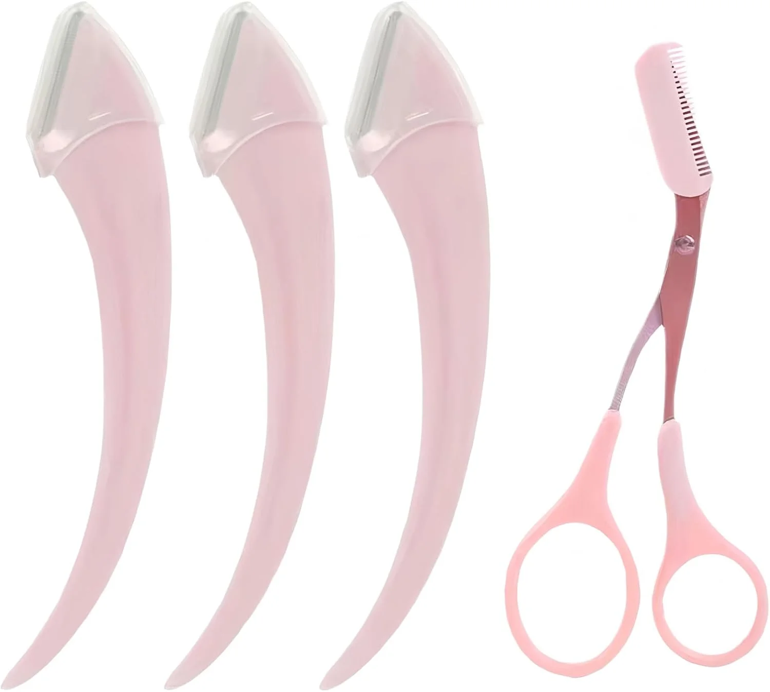 قیچی ابرو نالاینا با شانه، ست 4 عددی قیچی اصلاح ابرو، لوازم جانبی زیبایی استیل ضد زنگ، ابزارهای زیبایی مناسب برای مبتدیان، لوازم جانبی اصلاح مو برای انواع پوست، مناسب برای آقایان و بانوان