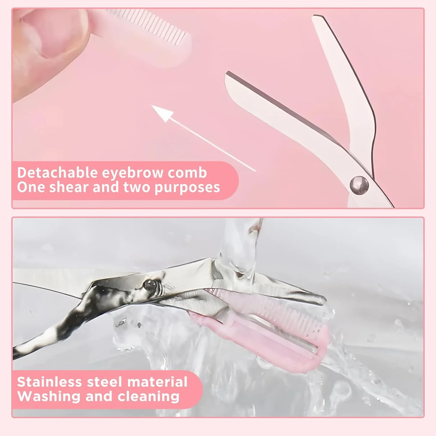 قیچی ابرو نالاینا با شانه، ست 4 عددی قیچی اصلاح ابرو، لوازم جانبی زیبایی استیل ضد زنگ، ابزارهای زیبایی مناسب برای مبتدیان، لوازم جانبی اصلاح مو برای انواع پوست، مناسب برای آقایان و بانوان