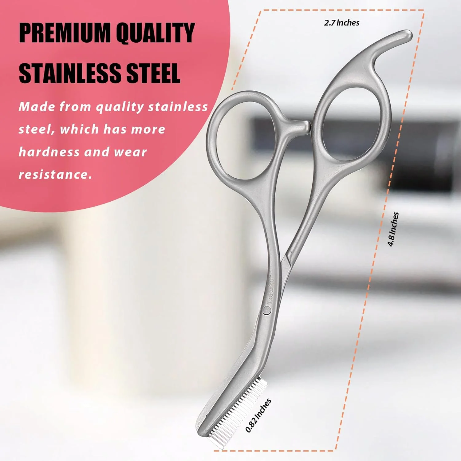 قیچی اصلاح ابرو LePinko با شانه، موزن ابرو، هدیه برای مردان و زنان، استیل ضد زنگ خاکستری