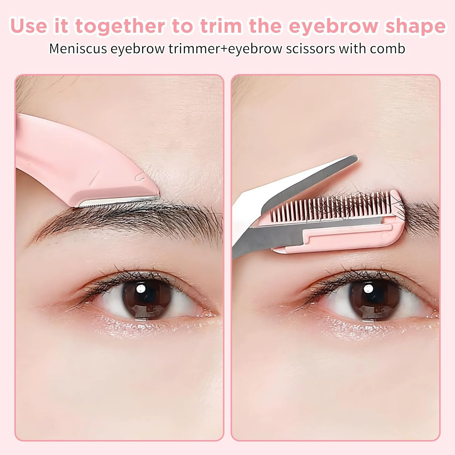 قیچی ابرو نالاینا با شانه، ست 4 عددی قیچی اصلاح ابرو، لوازم جانبی زیبایی استیل ضد زنگ، ابزارهای زیبایی مناسب برای مبتدیان، لوازم جانبی اصلاح مو برای انواع پوست، مناسب برای آقایان و بانوان