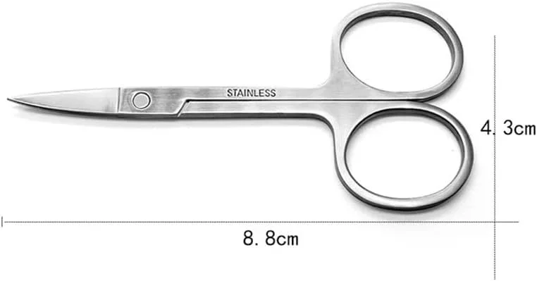 قیچی استیل ضد زنگ LIMOS با تیغه های خمیده و تیز برای ابرو، موهای صورت و مژه مصنوعی
