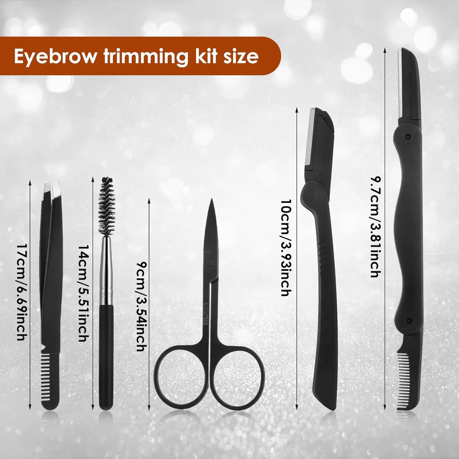 ست 5 تکه ابرو Telooco شامل شانه استیل، موچین، قیچی، تیغ ابرو و برس ابرو - ست حالت دهنده ابرو 5 در 1 - ست مرتب کننده ابرو برای ابروها، مژه مصنوعی، موی بینی و ریش