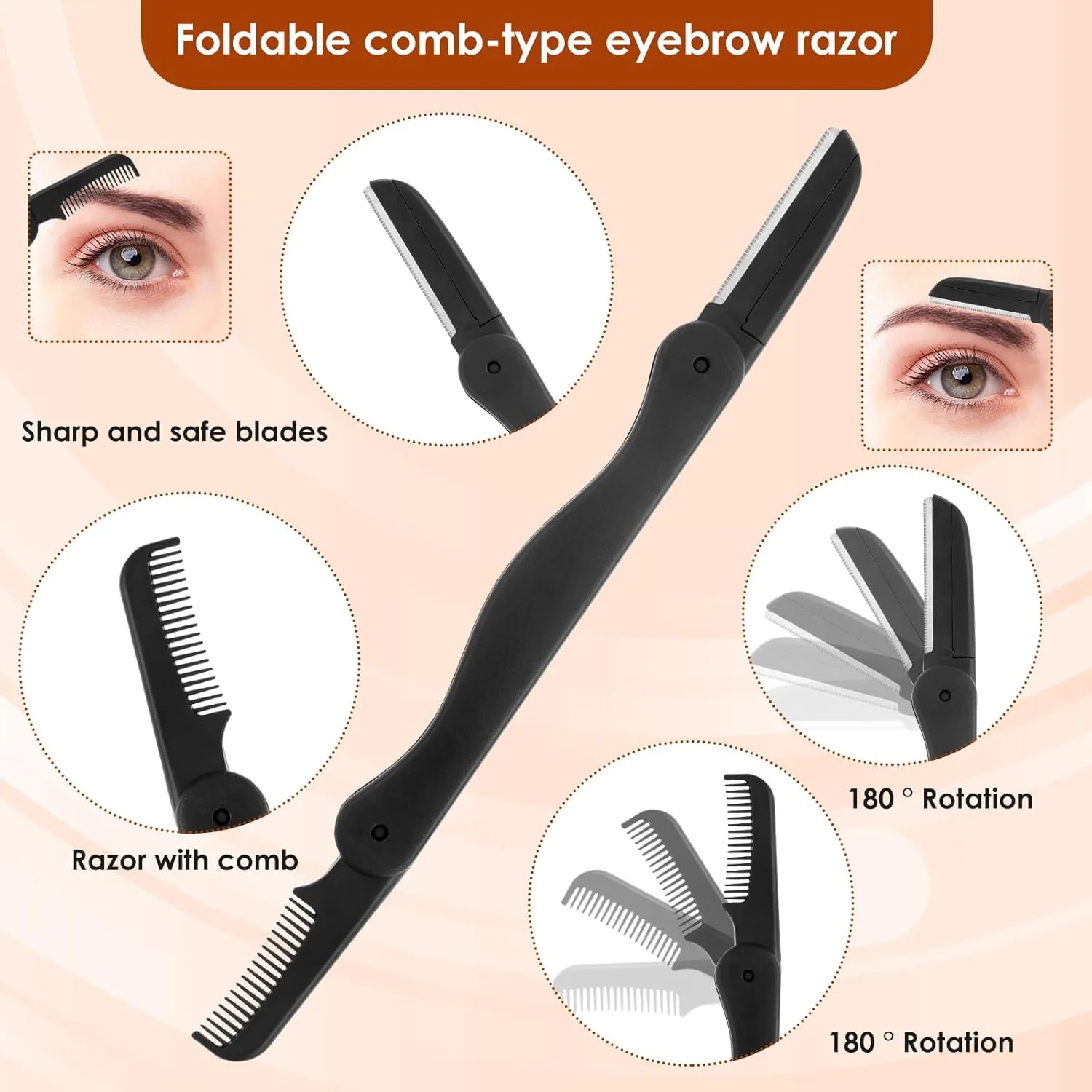 ست 5 تکه ابرو Telooco شامل شانه استیل، موچین، قیچی، تیغ ابرو و برس ابرو - ست حالت دهنده ابرو 5 در 1 - ست مرتب کننده ابرو برای ابروها، مژه مصنوعی، موی بینی و ریش