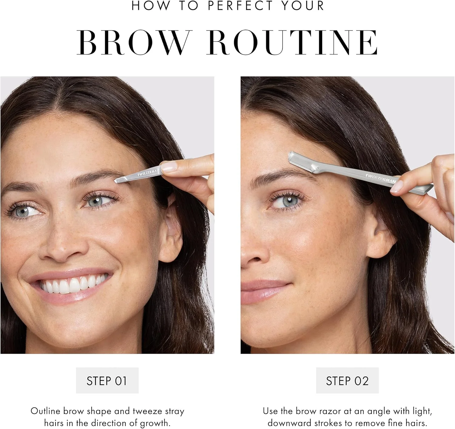 ست تیغ ابرو و موچین مینیاتوری Tweezerman (موچین مینیاتوری و تیغ ابرو)، نقره ای