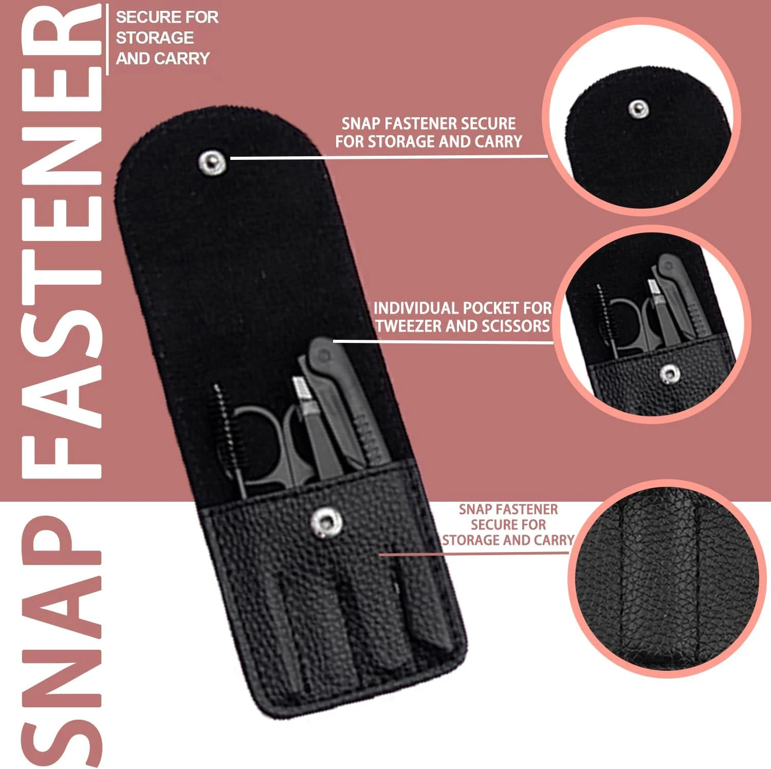 ست مراقبت از ابرو چند منظوره YJUFoar، بسته 4 عددی، شامل قیچی ابرو، موچین، برس مژه، موزن ابرو به همراه کیف چرمی برای آقایان و بانوان